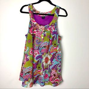 Nicole Miller multi colored sleeveless blouse